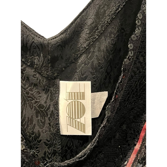 Zoe California Vintage 90's Silk Velvet Sequins Top Size Medium Festival Goth - Picture 5 of 8